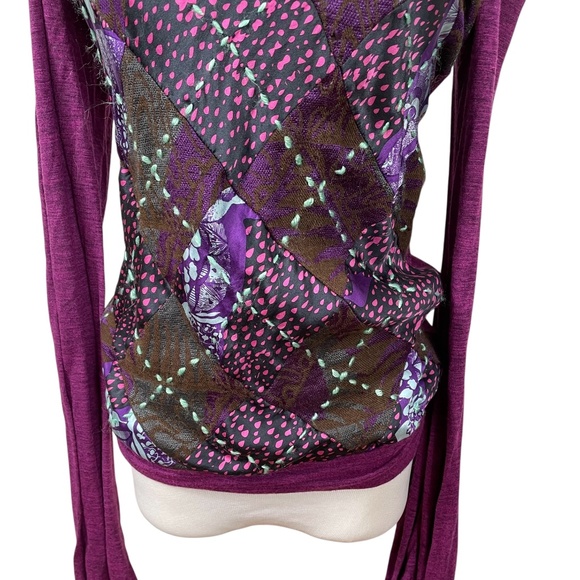 Custo Barcelona Embroidered Mock Neck Knit Top Size L Multicolor Long Sleeve - Picture 4 of 8